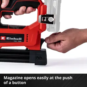 Einhell Power X-Change Cordless Nail Gun And Stapler 2-in-1 Brad Nailer With 300 Nails Staples TE-CN 18 Li Solo - Body Only