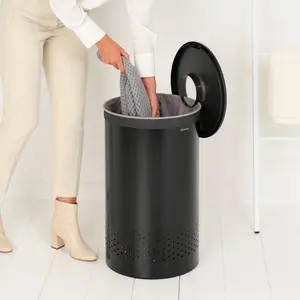 Brabantia Laundry Bin Black / 63.5cm H x 30cm W x 30cm D