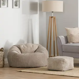 icon Kingston Classic Corduroy Bean Bag & Pouffe Natural Bean Bag Chair