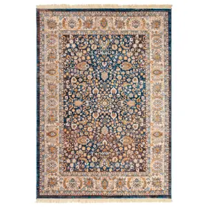 Charming Blue Boho Floral Area Rug for Elegant Home Décor