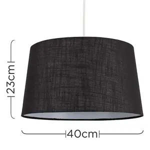 ValueLights Doretta Modern Tapered Black Faux Linen Ceiling Pendant Table Lamp Light Shade