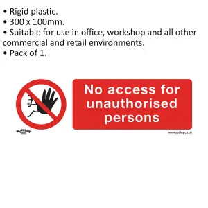 1x NO ACCESS Health & Safety Sign - Rigid Plastic Warning Plate 300 x 100mm