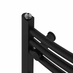 Rinse Bathrooms Electric Heated Towel Rail Curved Black Bathroom Towel Radiator 600x400mm - 200W