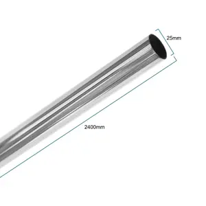 EAI - Hanging Wardobe Rail Kit - 25mm Tube - 2400mm Rail with 2x End Brackets & 1x Centre Brackets - Polished Chrome