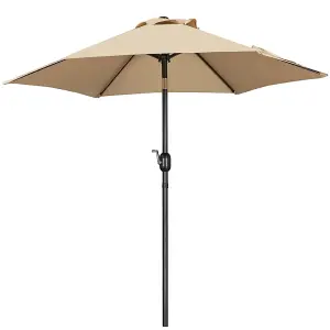 Yaheetech Tan 2.3m Tiltable Patio Parasol Market Umbrella with Crank