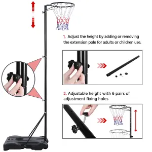 Yaheetech Black Portable Netball Hoop with Wheels