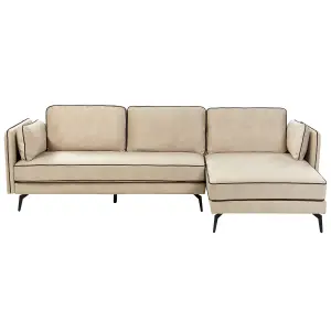 Corner Sofa ALTAN Beige Velvet Left Hand