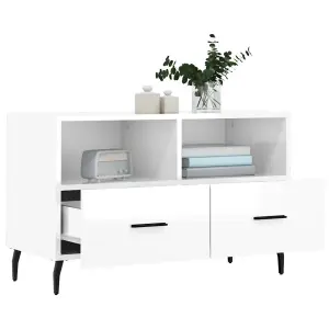 Berkfield TV Cabinet High Gloss White 80x36x50 cm Engineered Wood