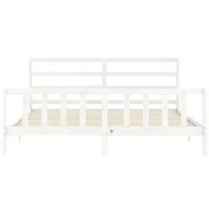 Berkfield Bed Frame with Headboard White 200x200 cm Solid Wood