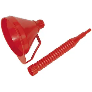 160mm Funnel with Flexible Spout & Filter - Integrated Handle - Polyethylene