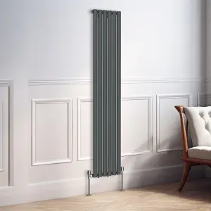 Right Radiators 1800x354mm Vertical Single Oval Column Designer Radiator Anthracite