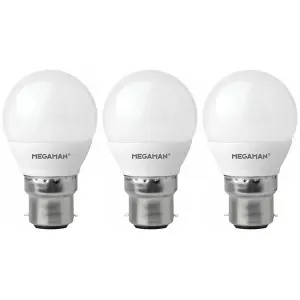 Megaman LED Golfball 2.9W B22 Warm White Opal (3 Pack)