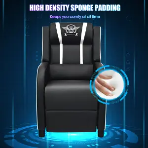 Costway Gaming Recliner Chair PU Leather Single Recliner Sofa Adjustable w/ Footrest