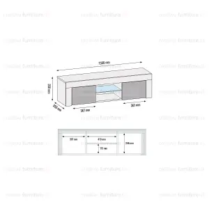 TV Unit 130cm Modern White with High Gloss Grey Doors - Creative Furniture