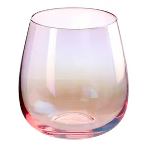 Interiors by Premier Set of 4 Translucent Pink Glass Tumbler, Glassware Drinking Glasses, Unique Drinking Tumbler Glasses