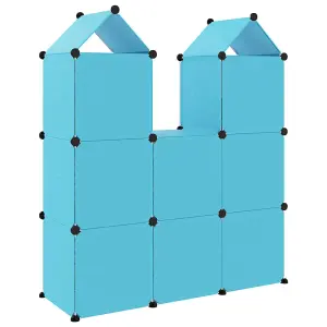 Berkfield Cube Storage Cabinet for Kids with 8 Cubes Blue PP