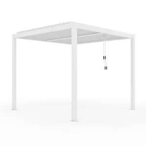 Primrose Living Deluxe White Veranda with Louvered Shutter Roof 3m x 3m