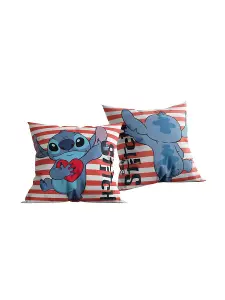 Disney Lilo & Stitch Love Heart Striped Pre-Filled Cushion 40x40cm