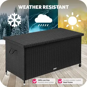 Storage Box Kiruna - rattan garden furniture cushion storage 120 x 55 x 61.5 cm - black