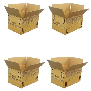 15 x Medium Size (18x12x10") Fragile Handle With Care Removal Cardboard Boxes With Carry Handles