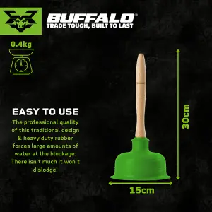 Buffalo Premium Kitchen and Bathroom Green Cup Plunger GIANT