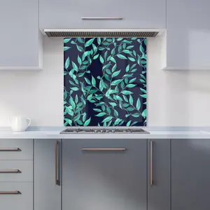 Delicate Green Foliage Premium Glass Kitchen Splashback W900mm x H750mm