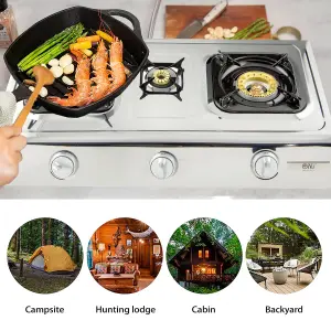 NJ NSD-3 Portable 3 Burner Gas Stove Indoor Gas Hob Caravan Home Kitchen Camping Garden Catering