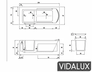 Vidalux WB408 Left Whirlpool Abberton Easy Access Walk-in Bath, White