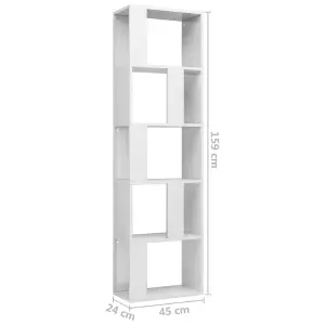 Berkfield Book Cabinet/Room Divider High Gloss White 45x24x159 cm Engineered Wood