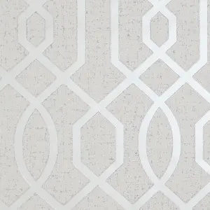 GoodHome Euclea Silver effect Art deco Textured Wallpaper Sample