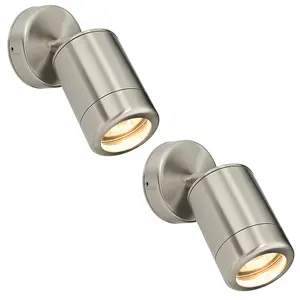 2 PACK Adjustable IP65 Spotlight - 7W LED GU10 - Marine Grade Stainless Steel