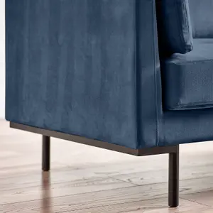 Furniturebox UK Evelyn Soft-Touch Velvet Solid Wood Frame Armchair In Navy