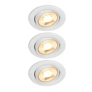 Arber Matt White Adjustable LED Fire-rated Warm & neutral Downlight 5W IP65, Pack of 6