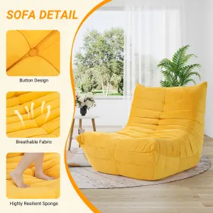 Lazy Floor Sofa Couch,  Ergonomic Design Fireside Chair, Yellow