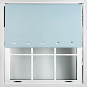 Furnished Made to Measure Blackout Roller Blinds with Square Eyelets and Metal Fittings - Duck Egg Blue (W)90cm (L)165cm