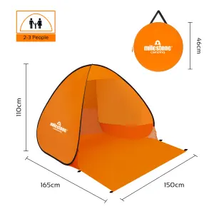 Milestone Camping Pop-Up Beach Tent with Extendable Ground Sheet