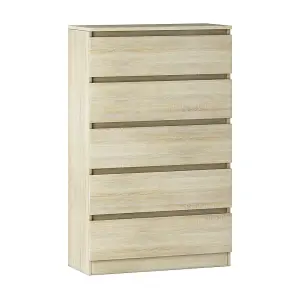 SunDaze Chest of Drawers Storage Bedroom Furniture Cabinet 5 Drawer Oak 70x40x112cm