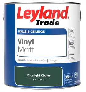 Leyland Trade Vinyl Matt Walls & Ceilings Emulsion Paint Midnight Clover (PPG1138-7) 2.5L