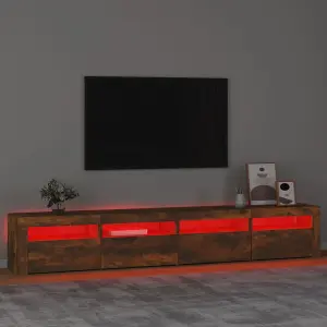 Berkfield TV Cabinet with LED Lights Smoked Oak 240x35x40 cm