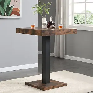 Furniture In Fashion Topaz Rustic Oak Wooden Bar Table With 4 Coco Grey Stools