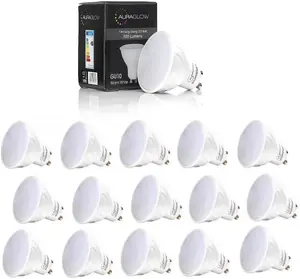 AURAGLOW Super Bright 5.5w LED GU10 Light Bulb, Daylight Cool White 6500k - RETROFIT - 550 lumen - 70w EQV - Sixteen Pack