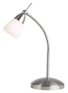 Luminosa Range Table Lamp Satin Chrome, White Glass, G9