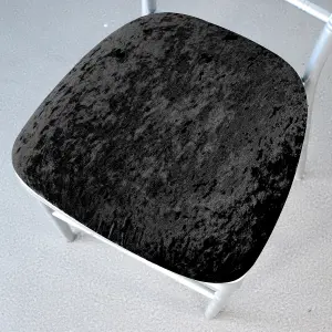 Black Velvet Chair Seat Pad Covers - Pack of 10