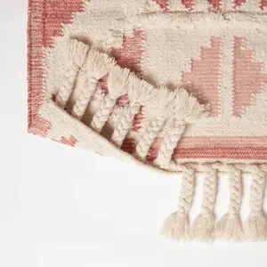 Homescapes Satara Pink Kilim Wool Rug 160 x 230 cm