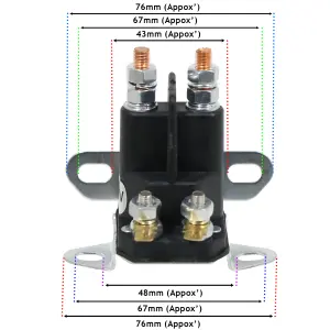 SPARES2GO Universal Solenoid Starter Switch 4 Pole Relay Lawnmower Ride on Mower Tractor