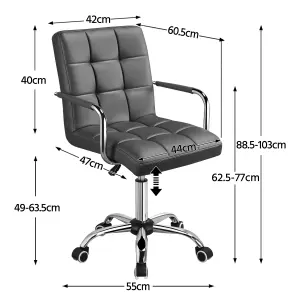 Yaheetech PU Leather Modern Office Chair with Armrests - Grey