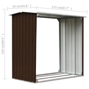 Berkfield Log Storage Shed Galvanised Steel 172x91x154 cm Brown