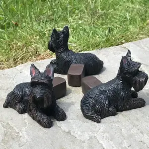 Set of  3 Scottie Dog shaped plant pot stands, great novelty  patio decoraion and Scottish Terrier lover gift