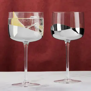 Wave Gin Glasses (Set of 2) Clear/Silver