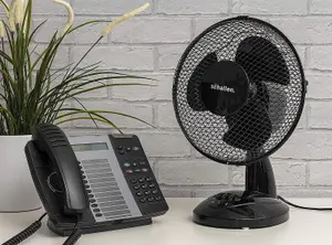 Schallen Small 9" Portable Desk Table Oscillating Cooling Fan with 2 Speed Setting & Quiet Operation in Black